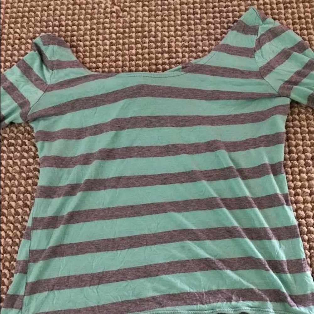 HeartSoul turquoise & gray striped shirt